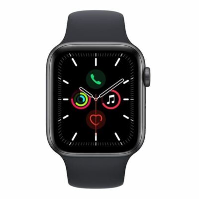 Apple Watch SE 44mm Midnight Space Gray Aluminum Case with Midnight Sport...