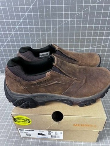 Merrell Men's Moab Adventure Moc Slip-On Shoes Dark Earth Size 9M Leather NEW - Picture 3 of 8