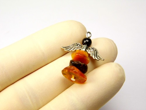 Angel Figurine Souvenir With Baltic Amber Stone Natural Genuine Religious 6377 - Picture 6 of 9