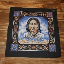 NEW Vintage Nature Native American Buffalo Bull Bandaroo Mask Tapestry Display