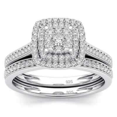 2Ct Dazzling Moissanite Bridal Ring Set 925 Sterling Silver Size 5-11 WG