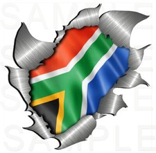 2x Custom XXL Metal Rip Torn South African Stickers