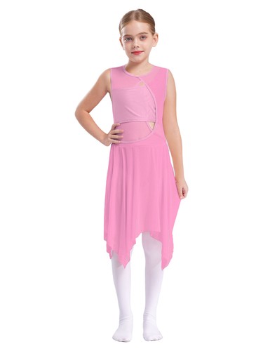 Girls Perform Leotard Mesh Tulle Skirt Dress Lyrical Ballet Modern Dance Costume - Picture 30 of 70