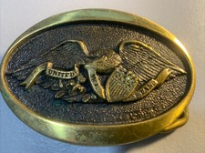 Vintage 1986 Heritage Mint American Eagle Brass Belt Buckle United We Stand
