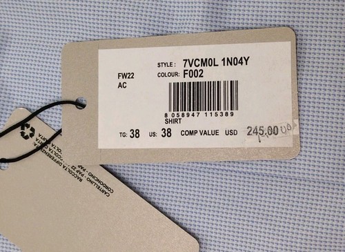 NWT 245$ Armani Collezioni Dress Shirt Button Up Modern Fit Blue Size 38/15 - Picture 4 of 6
