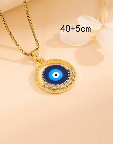 Modische Halskette 18 Karat vergoldet Edelstahl blau - Bild 3 von 4