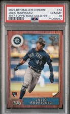 2022 Ben Baller Topps Chrome Julio Rodriguez 1987 Rose Gold Refractor RC PSA /10