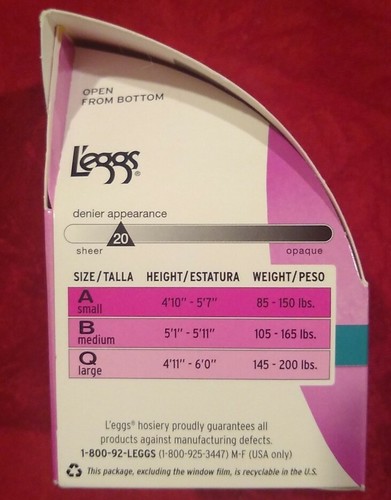 L'eggs Silken Mist Size B NUDE Control Top No-roll Waistband NEW! Denier 20 - Picture 4 of 5