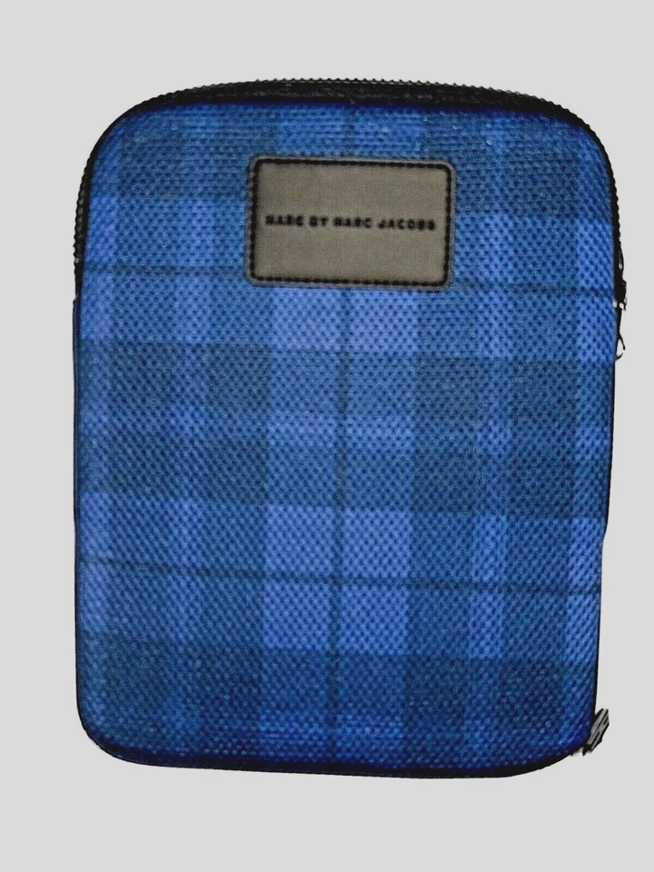Marc Jacobs Padded Ipad Tablet Case Cover Sleeve - Indigo blue plaid - 10" x 8" - Image 2 of 4