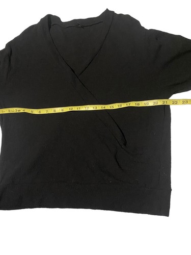 Top donna J Crew finto avvolgente grande nero manica lunga 100% cotone stravagante - Foto 8 di 17
