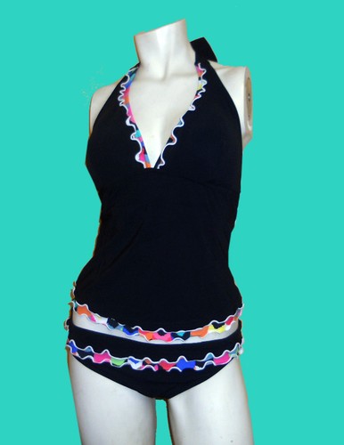 NWT GOTTEX PROFILE Fiesta 2 PC HALTER Tankini BATHING SUIT SWIMSUIT Set SZ - 8 - Picture 2 of 8