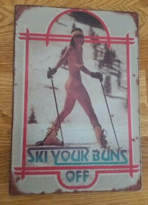 Ski Your Buns Off Glass Cutting Board FREE SHIPPING Ski Nude Kitchen Cooking