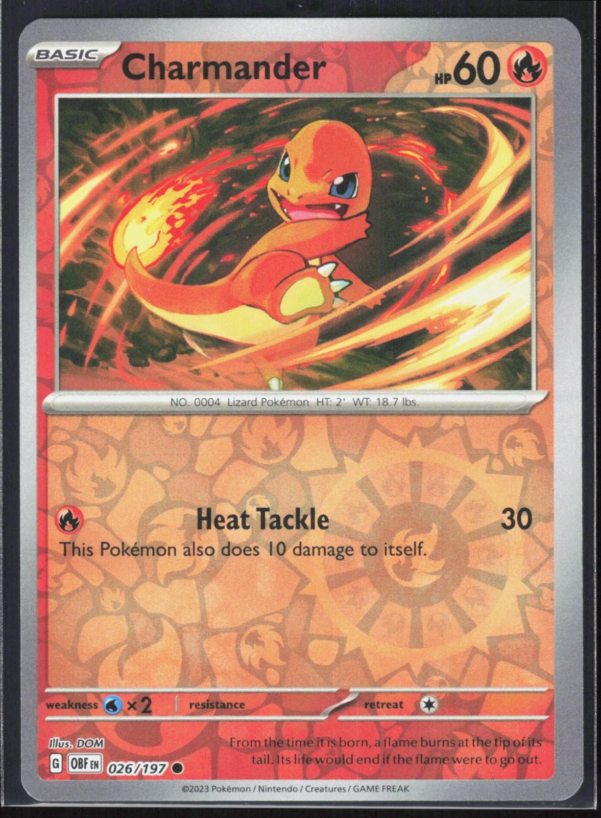 Charmander 026/197 2023 Common Obsidian Flames Pokemon Reverse Holo