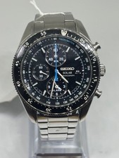 Seiko V172-0A08 Solar Chronograph Alarm schwarzes Zifferblatt Herrenuhr