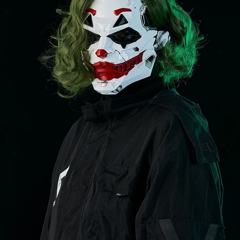 Cyberpunk - style Joker Full - face Mask Fine Hair Cosplay Performance Halloween - Image 3 of 4