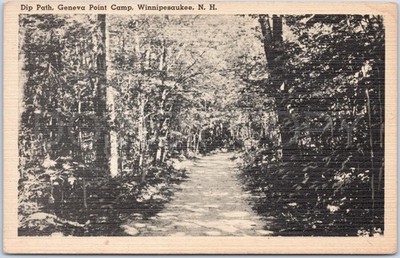 Dip Path Geneva Point Vintage Postkarte Camp USA Lake Winnipesaukee New Hampshire