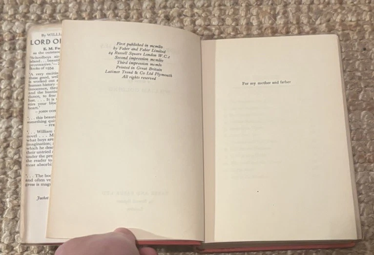 Lord Of The Flies ~ William Golding ~ 1955 (Third Impression) Foto 4 de 4