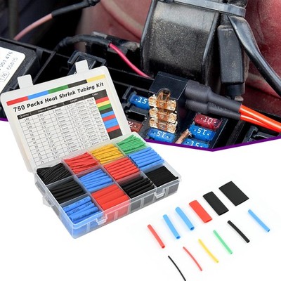 Assorted Heat Shrink Cable Wire Tubing Tube Sleeve Car Electrical Wrap 750PCS