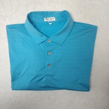 Peter Millar Summer Comfort Polo Shirt Mens XL Blue Stripe Golf Stretch Casual