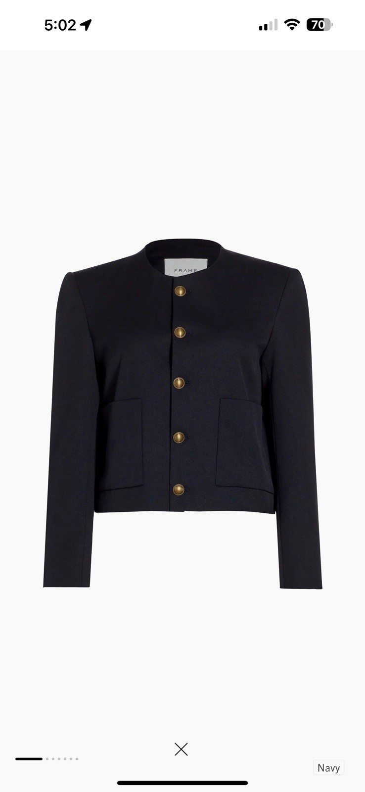 FRAME Stretch-Wool Crewneck Jacket Size L