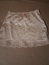 Womens Vintage Lorraine Lace Slip Half Slip Tan Khaki Nylon Size Small