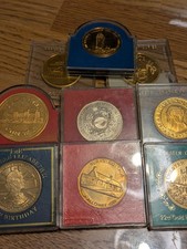 Selection of Individual Plated Individual Commemorative Coin Crown Medals