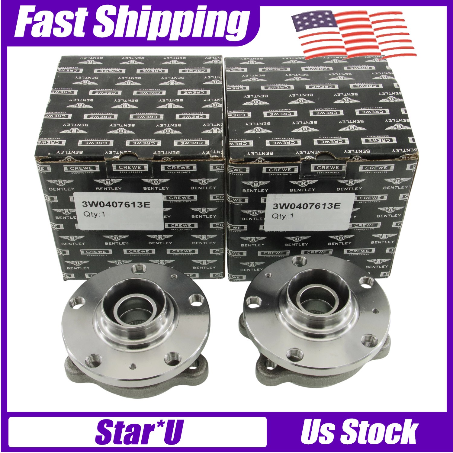 Genuine 3W0407613E Wheel Hub Bearing For Bentley Gt Gtc & Flying Spur Set Of 2