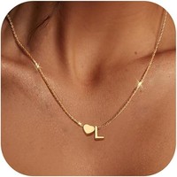Herzkette Gold Edelstahl Mit Buchstaben AnhäNger Personalisierte Halskette