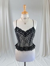 Black Lace Sheer Tank Top Coquette Romantic Whimsy Goth Fairy Ethereal 90s Love