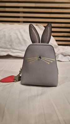 NWT Kate Spade Leather Zip Around Coin Purse Hop To It Furry Bunny Tail Carrot 
