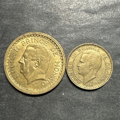 Monaco 2 10 Francs 1943 1951 Lot Of 2 Coins World Foreign Rare 