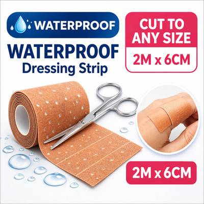 Erste Hilfe wasserfester Verbandstreifen 2 m x 6 cm stark haftender Pflaster Zuschnitt