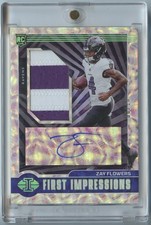 Zay Flowers 2023 Illusions First Impressions RPA Patch Auto 08/10 Rookie Ravens