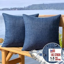 Outdoor Waterproof Throw Pillow Covers 18" x 18" Pack of 2 Navy Blue