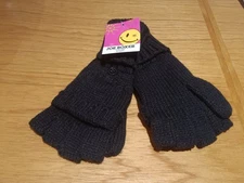 JOE BOXER Women's Fingerless Texting Winter Gloves w Flap, Black, OSFM