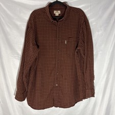 Woolrich XXL Camicia Uomo in Flanella Marrone a Quadri, Manica Lunga, 100% Cotone