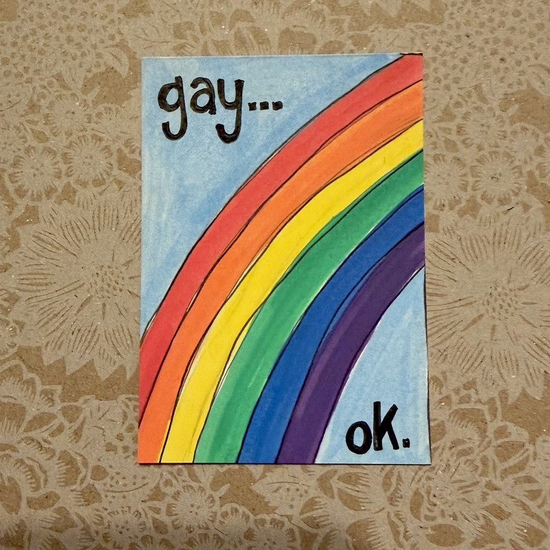 ACEO Art Rainbow Gay Queer 2.5” x 3.5” Acrylic ORIGINAL By EmmaLee W.