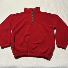 Red Pullover Half Zip fleece jacket Medium Made In USA