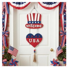 4th of July Wreath, Patriotic Wreath for Front Door, Red White and Blue Top H...