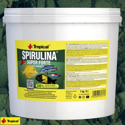 Tropical Super Spirulina Forte 36% Flakes 5L Flockenfutter Fischfutter Aquarium