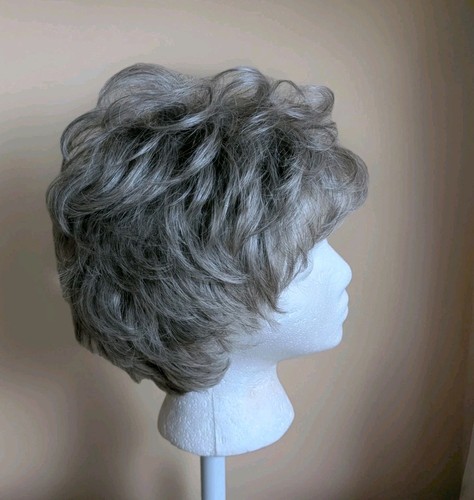 TWC Basics Short Layered Wig Silver Ash Adjustable Cap Modacrylic