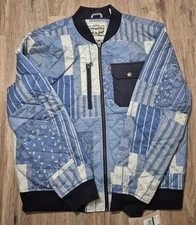 Levi’s Paisley Blue Bandana Quilted Bomber/Puffer Jacket Size Large Rare