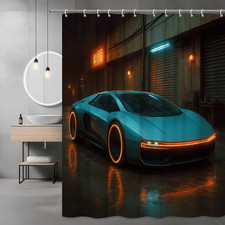Stylish Blue Shower Curtain with Modern Design and Waterproof Fabric