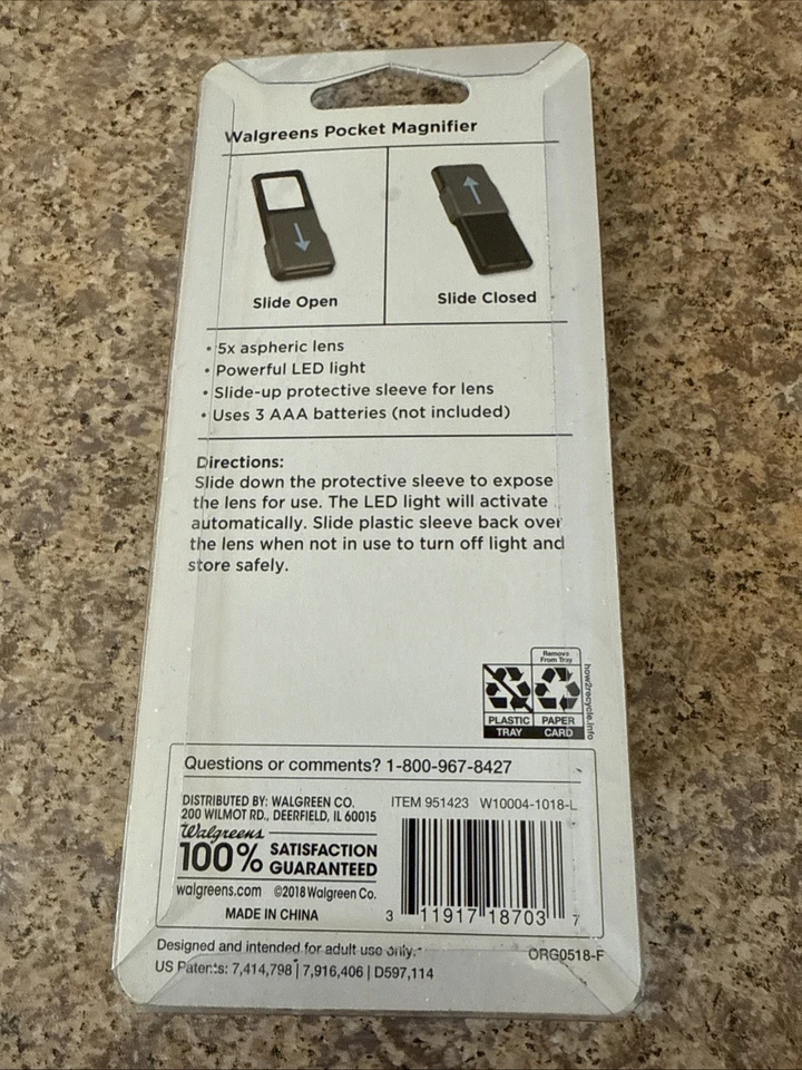 Walgreens Lupa de Bolsillo Manga Deslizable 5x Lente Asférica Nueva En Caja Foto 2 de 2