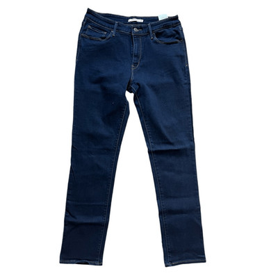Womens Levis Mid-Rise Dark Indigo Rinse Skinny Jeans - Sz 14