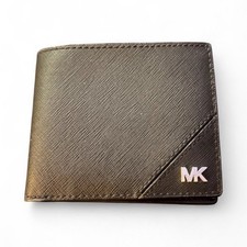Michael Kors Jet Set Men's Slim Billfold Bifold Wallet Black Logo Accent