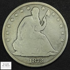 1872 S Seated Liberty Silver Half Dollar 50C
