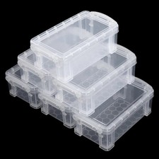 6 Pcs Mini Plastic Boxes, 5'' X 3'' X 1.8'' Small Clear Storage Containers wi