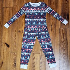 Bearpaw Kids 2 Pc Pajamas Size 5 top  7 Bottom Holiday, Red/Green Christmas
