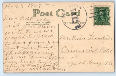 Language Of Flowers Think Of Me Bent Creek Virginia VA DPO (1800-1946) Postcard